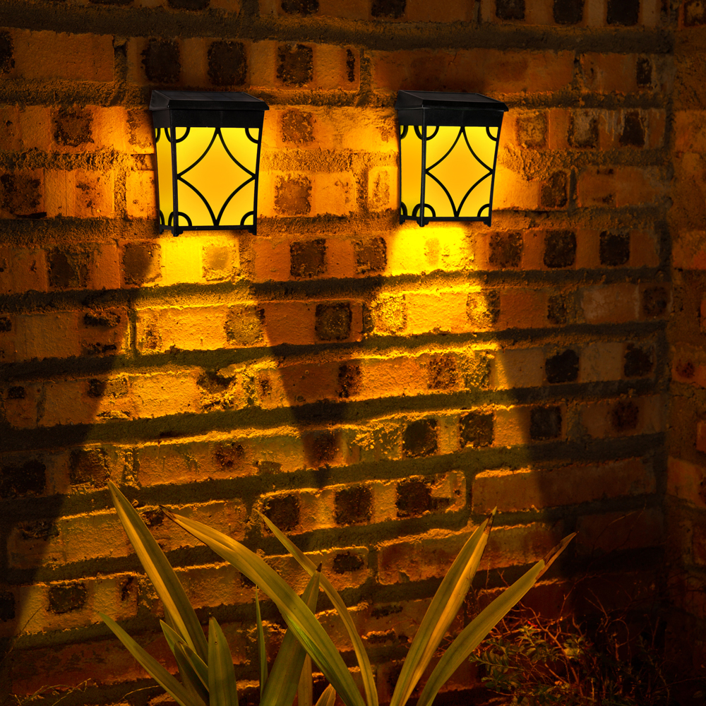 2 pcs/lot solar wall light Home outdoor light Villa retro garden landscape fence decoration Induction LED garden light Golden light +RGB view 2